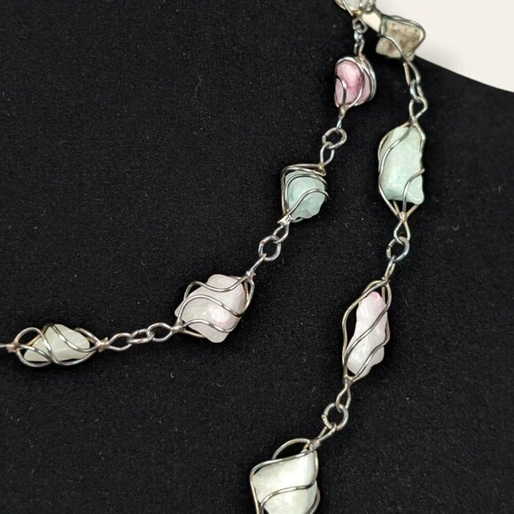 Vintage Wire Caged Natural Stone Necklace - Picture 4 of 6